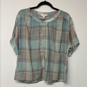 Lucky Brand Plaid Button-Down Shirt - Blue and Tan